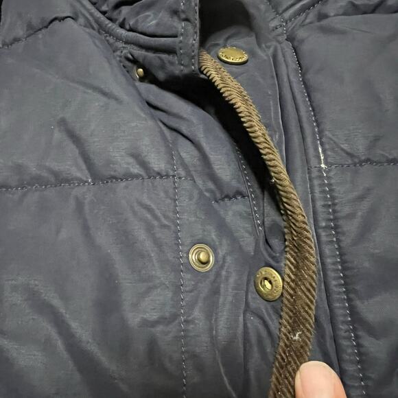 Lands End Puffer Coat Mens Medium Blue Quilted Snap Coat - Picture 3 of 9